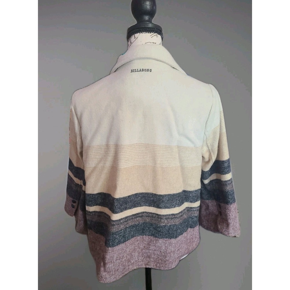 Billabong Striped Wool Blend Shawl Collar Jacket Sz S – Cozy Surf Style - Picture 3 of 8
